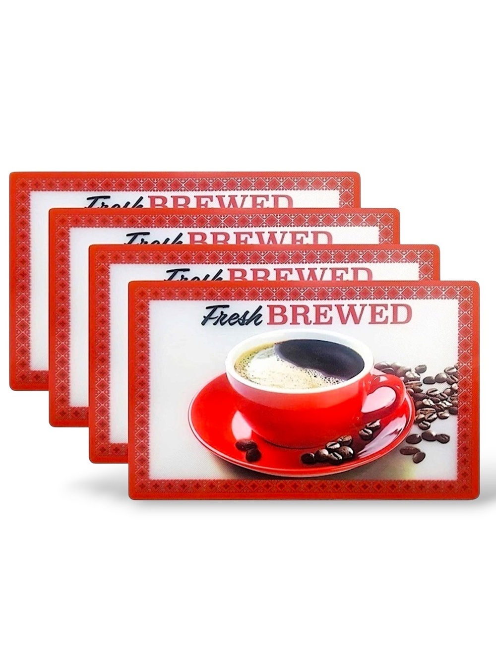 Placemats Coffee Theme Frosted Clear Indoor Outdoor Rectangle 11.5 X 17.5 in